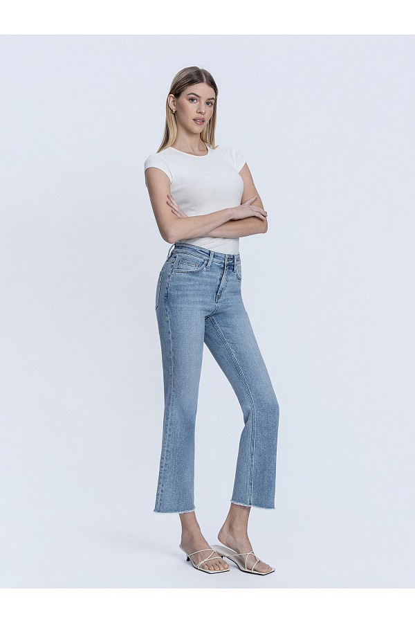 HIGH RISE RAW HEM KICK FLARE JEANS ...